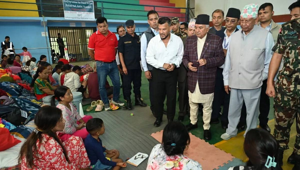 President Paudel visits flood-affected areas in Nuwakot