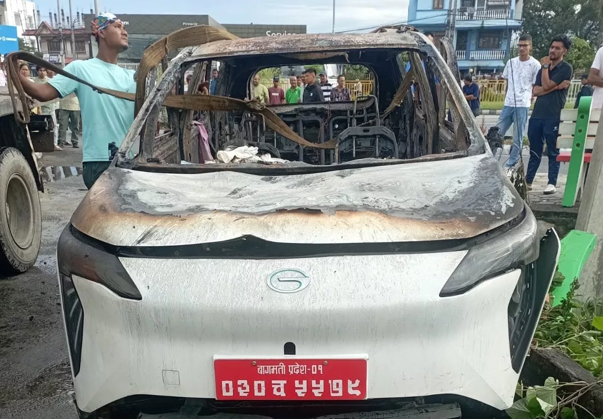 One killed after electric car catches fire in Bharatpur