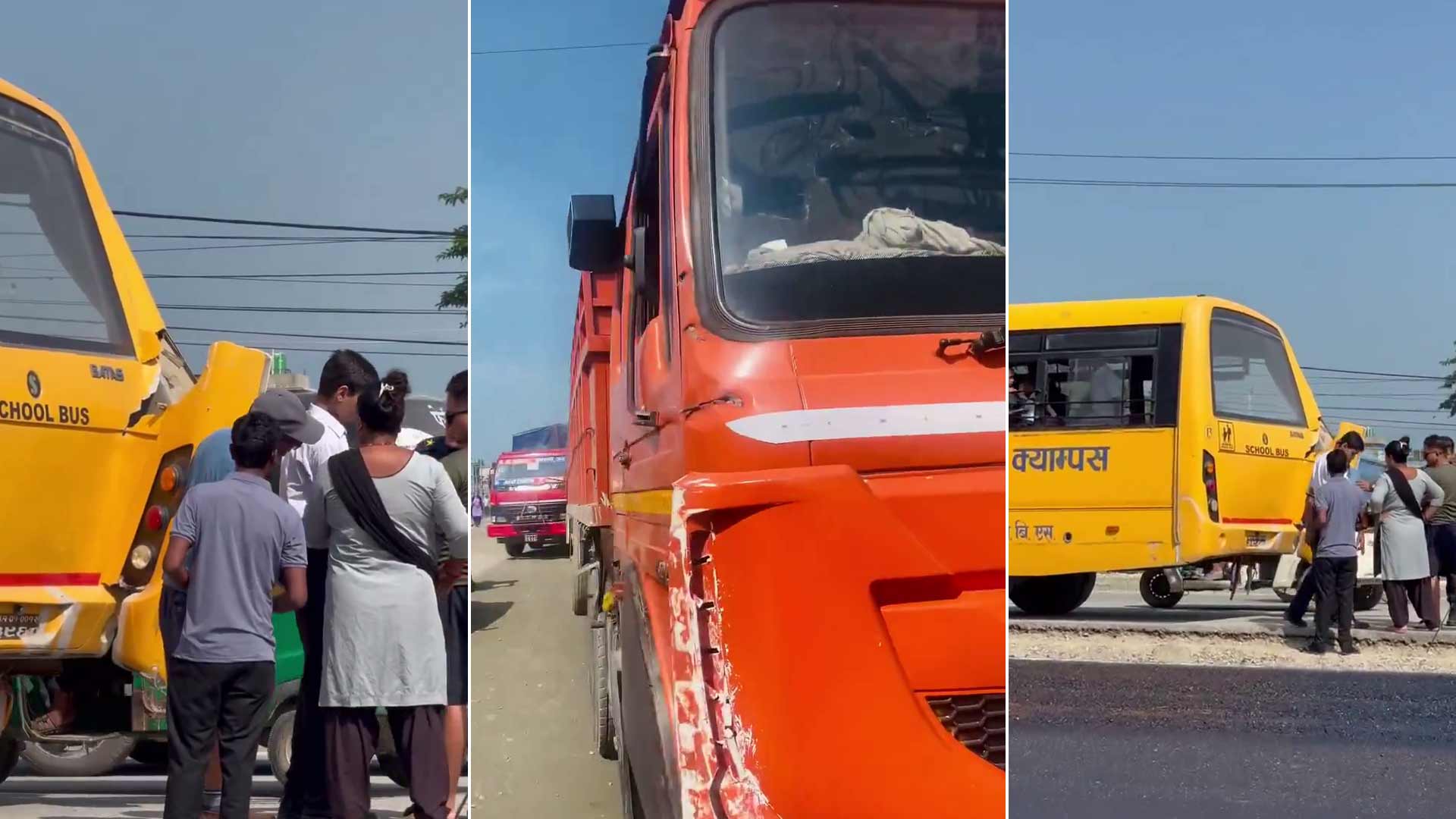Indian-registered truck hits school bus carrying children in Birtamod