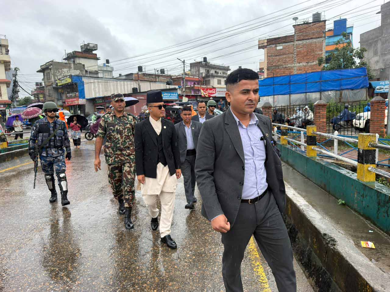 Home Minister Sudhan Gurung visits UML office as Manohara water level rises