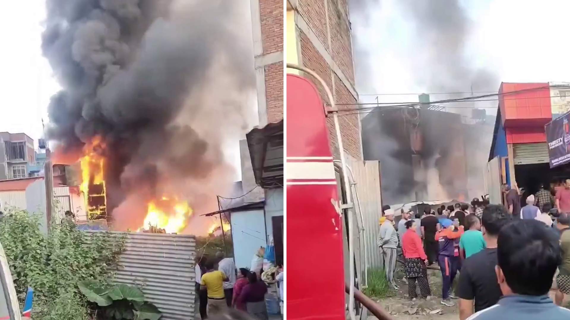 Fire breaks out at scrap warehouse in Bhaktapur after gas cylinder explosion