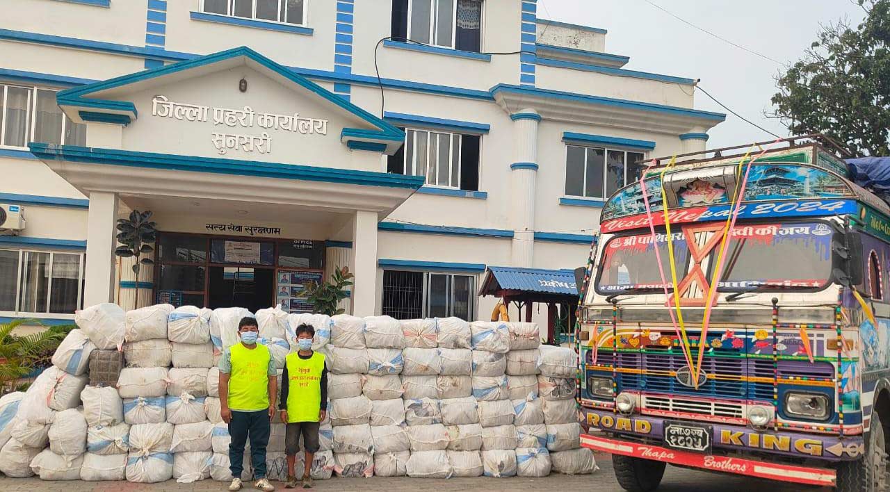 2,566 kilos of marijuana seized from truck in Inaruwa, two arrested
