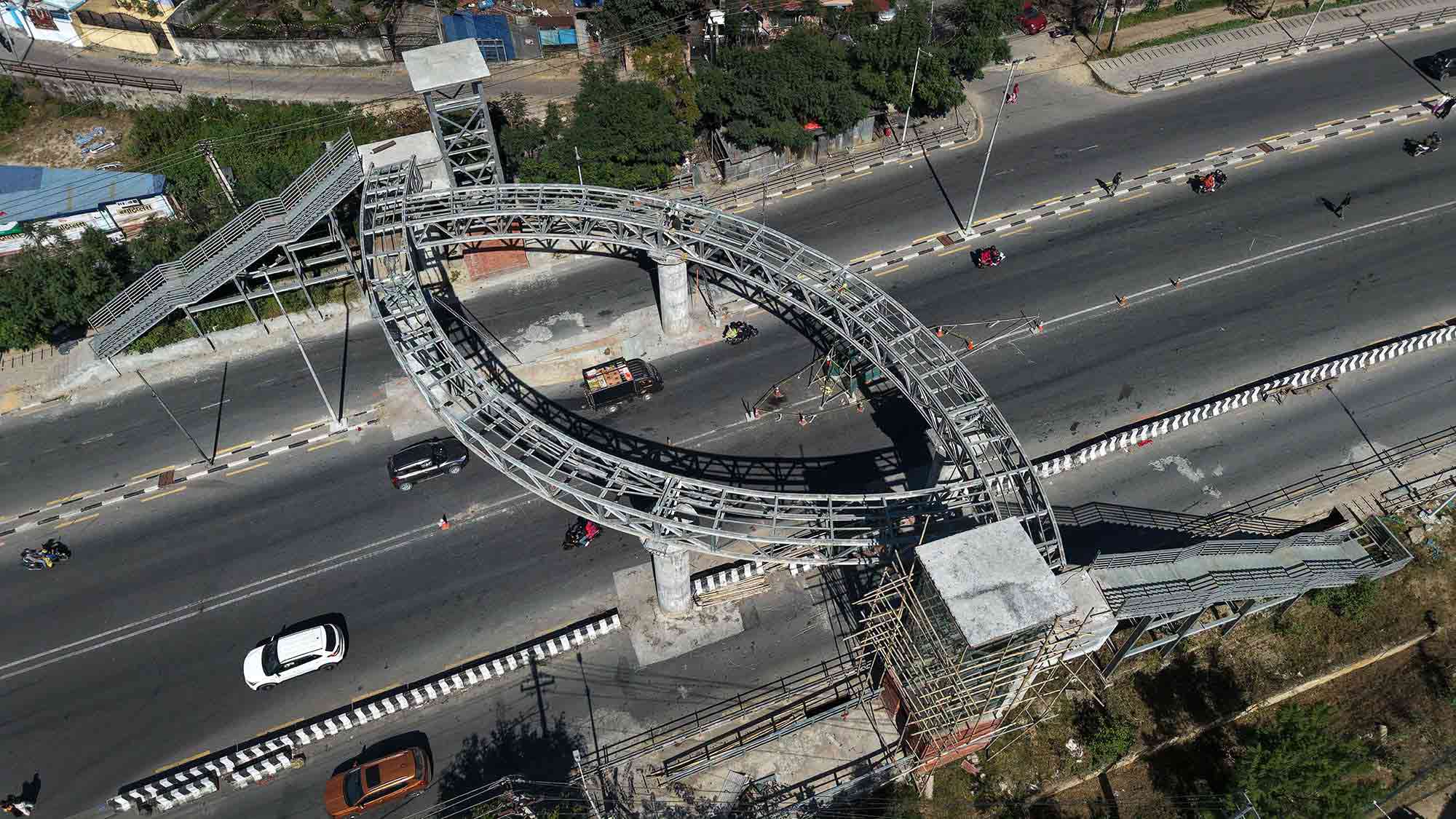 Lift-equipped footbridge in Kusunti Height nears completion, targeted to open around Chhath
