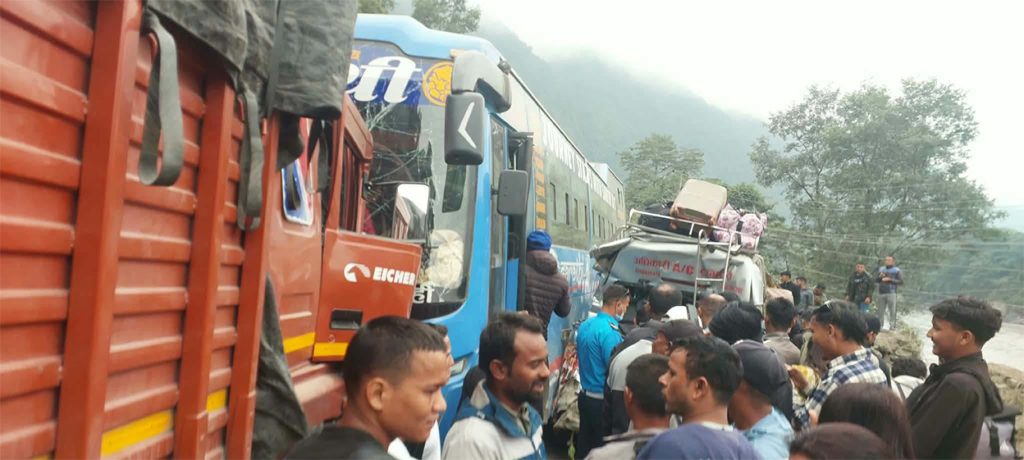 11 injured as truck, bus and microbus collide on Prithvi Highway in Chitwan